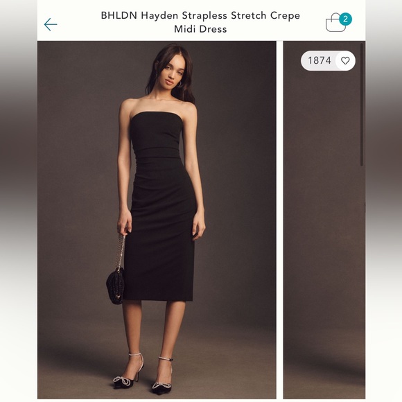 BLHDN Hayden Crepe Stretch Strapless Midi Dress Brown - Picture 2 of 5